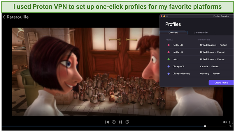 Proton VPN으로 디즈니+ 캐나다를 시청할 맞춤 프로필 사용