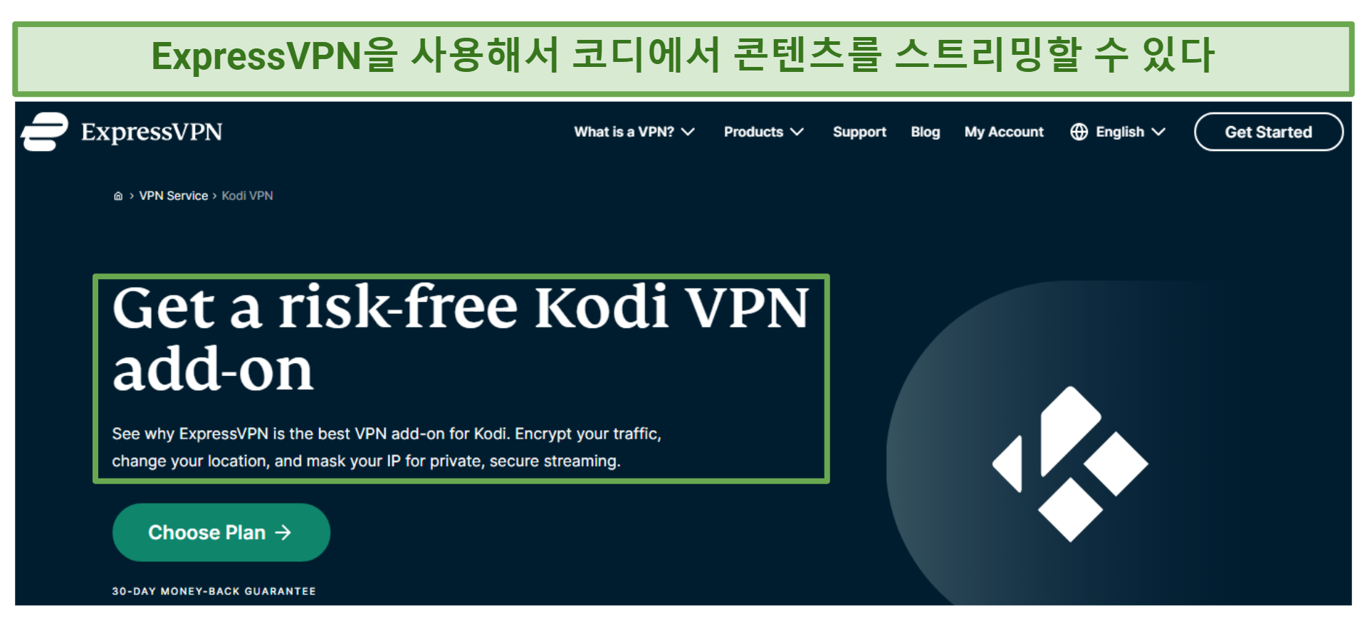 A screenshot showing ExpressVPN is an excellent addon VPN for Kodi