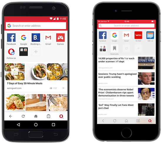 Opera Mini Browser's Android and iPhone App