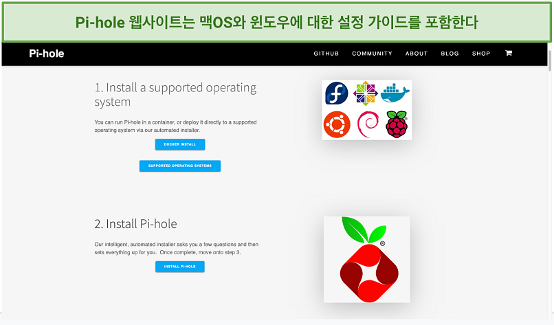 Screenshot showing the Pi-hole website homepage
