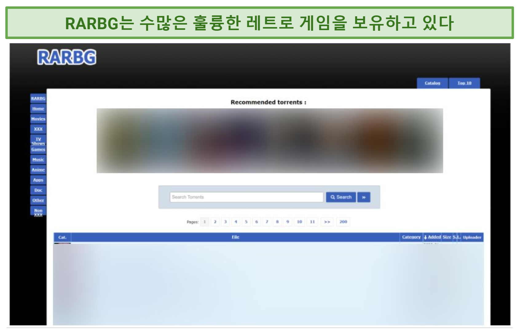 screenshot of RARBG homepage
