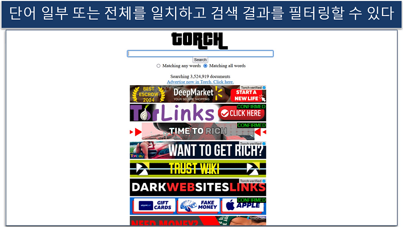 Image showing the landing page of Torch