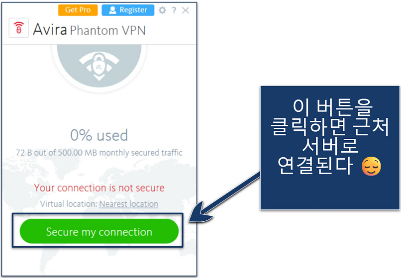 Screenshot showing how to enable Avira Phantom VPN