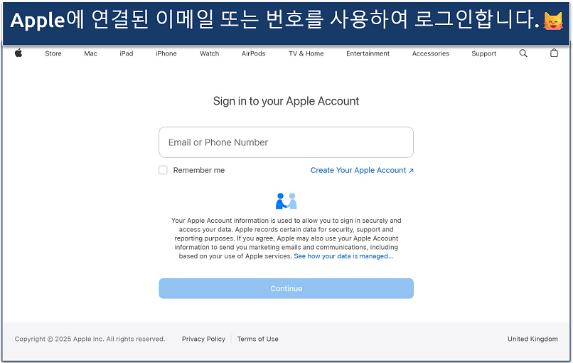 Screenshot of Apple's Report a Problem login page