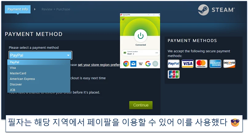 Screenshot of the Steam payment method selection page